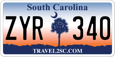 SC license plate ZYR340