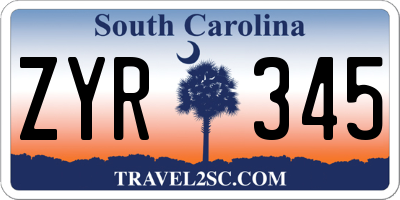 SC license plate ZYR345