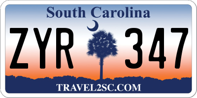 SC license plate ZYR347