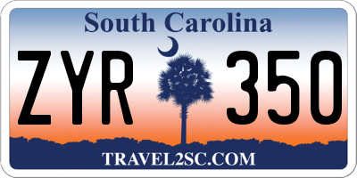 SC license plate ZYR350