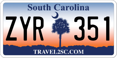 SC license plate ZYR351