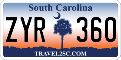 SC license plate ZYR360