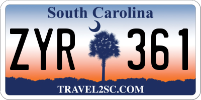 SC license plate ZYR361