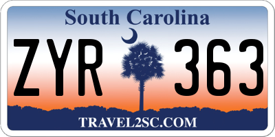 SC license plate ZYR363