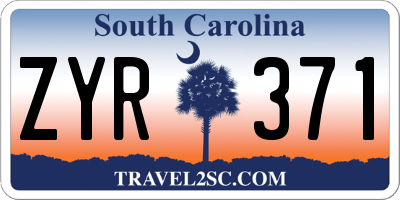 SC license plate ZYR371