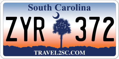 SC license plate ZYR372