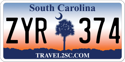 SC license plate ZYR374