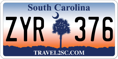 SC license plate ZYR376