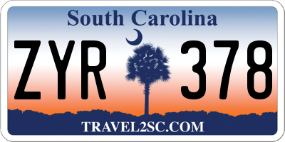 SC license plate ZYR378
