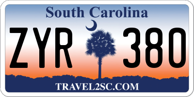 SC license plate ZYR380