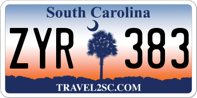 SC license plate ZYR383