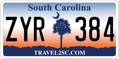 SC license plate ZYR384