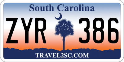SC license plate ZYR386