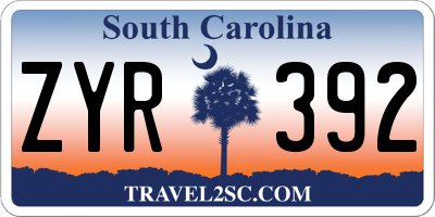 SC license plate ZYR392