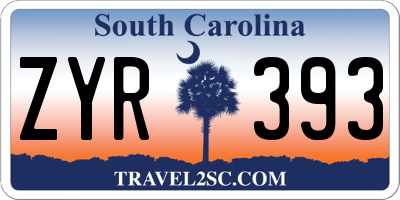 SC license plate ZYR393
