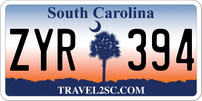 SC license plate ZYR394