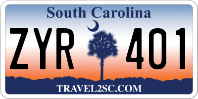 SC license plate ZYR401