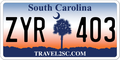 SC license plate ZYR403