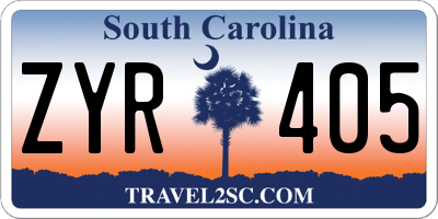 SC license plate ZYR405