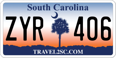 SC license plate ZYR406