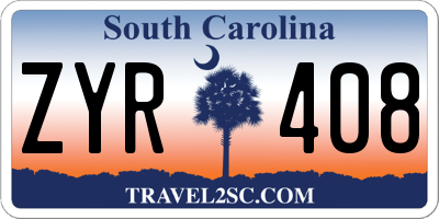 SC license plate ZYR408