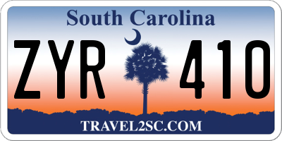 SC license plate ZYR410