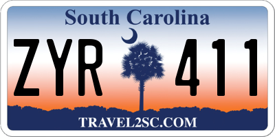 SC license plate ZYR411