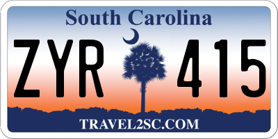 SC license plate ZYR415