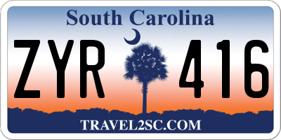 SC license plate ZYR416