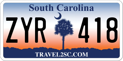 SC license plate ZYR418