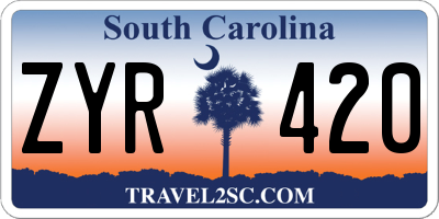 SC license plate ZYR420