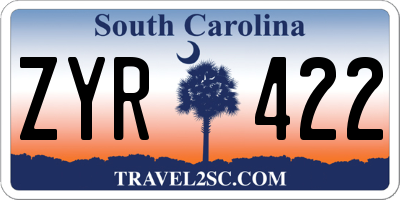 SC license plate ZYR422