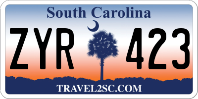 SC license plate ZYR423