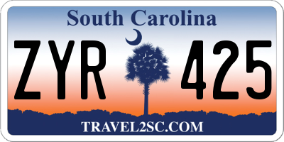 SC license plate ZYR425