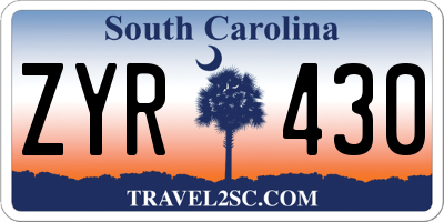 SC license plate ZYR430