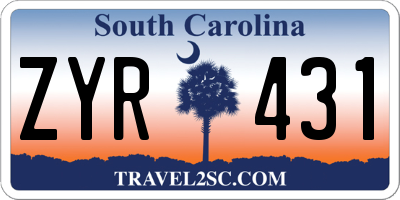 SC license plate ZYR431