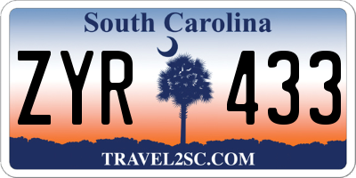 SC license plate ZYR433