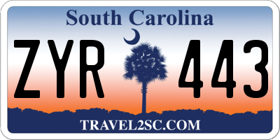 SC license plate ZYR443