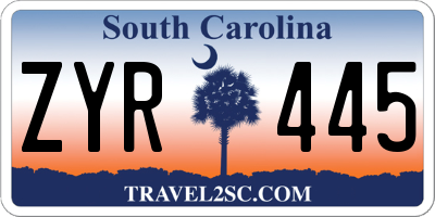 SC license plate ZYR445