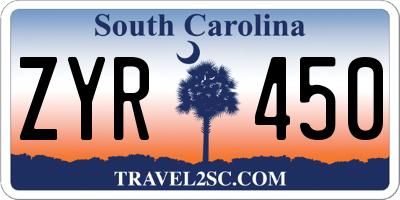 SC license plate ZYR450