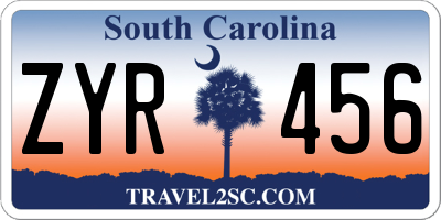 SC license plate ZYR456