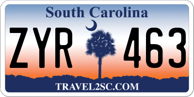 SC license plate ZYR463