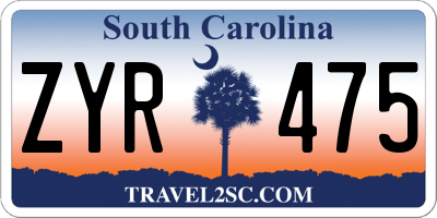 SC license plate ZYR475