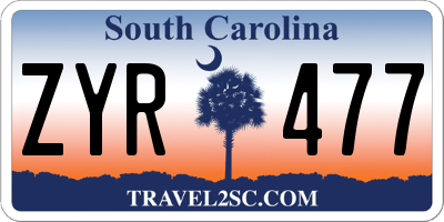 SC license plate ZYR477
