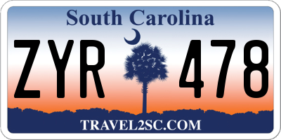 SC license plate ZYR478