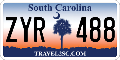 SC license plate ZYR488