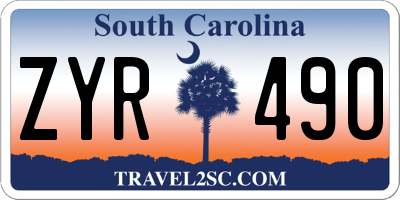 SC license plate ZYR490