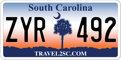 SC license plate ZYR492