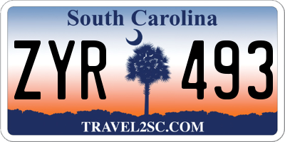 SC license plate ZYR493