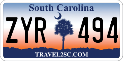 SC license plate ZYR494